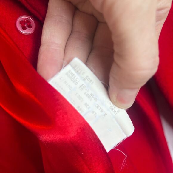 Mackintosh 100% Wool Trench PeaCoat Classic Chic Bold Power Red Size M/L* Petite - Picture 11 of 12